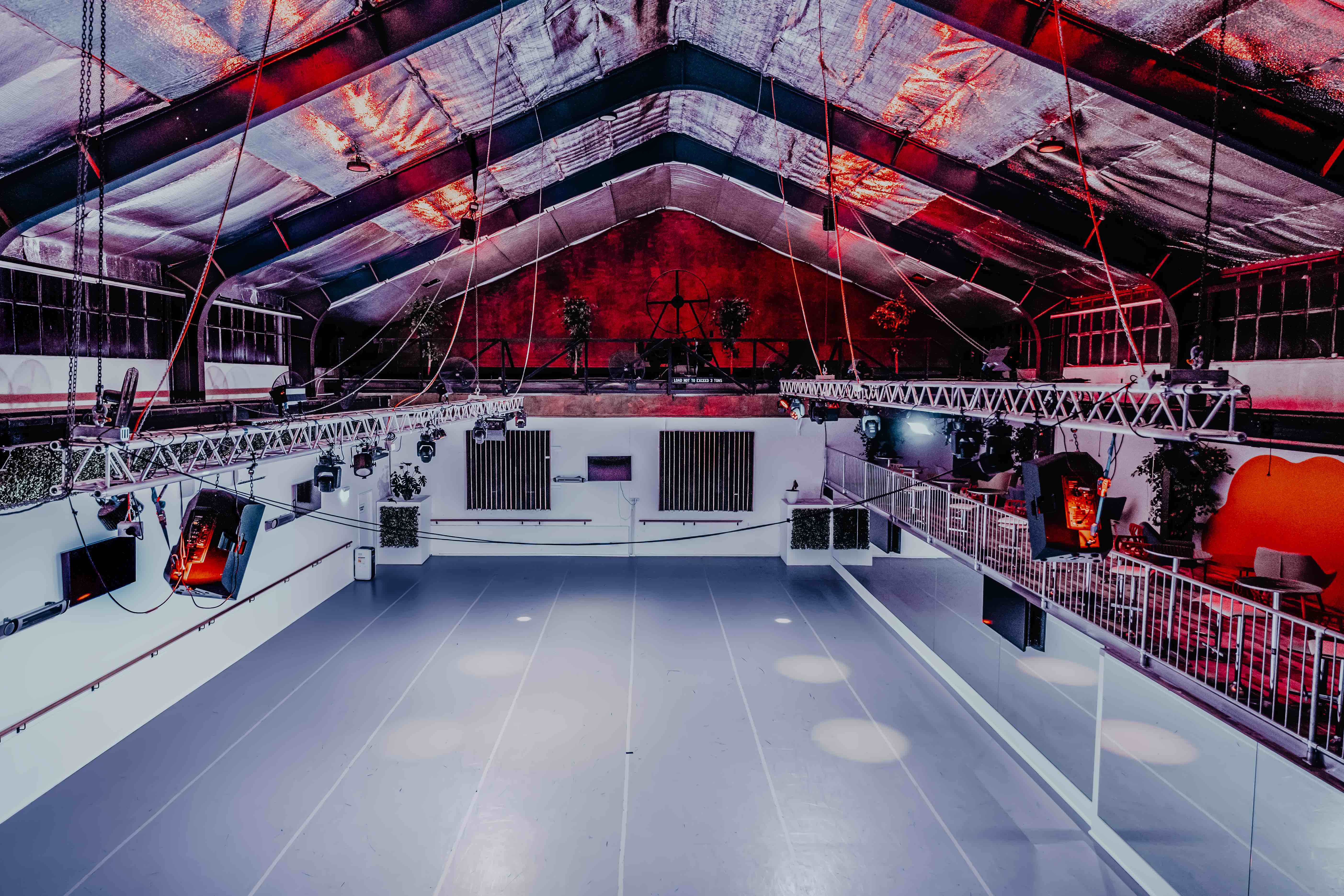 The Gantry with event lighting and Tarkett flooring